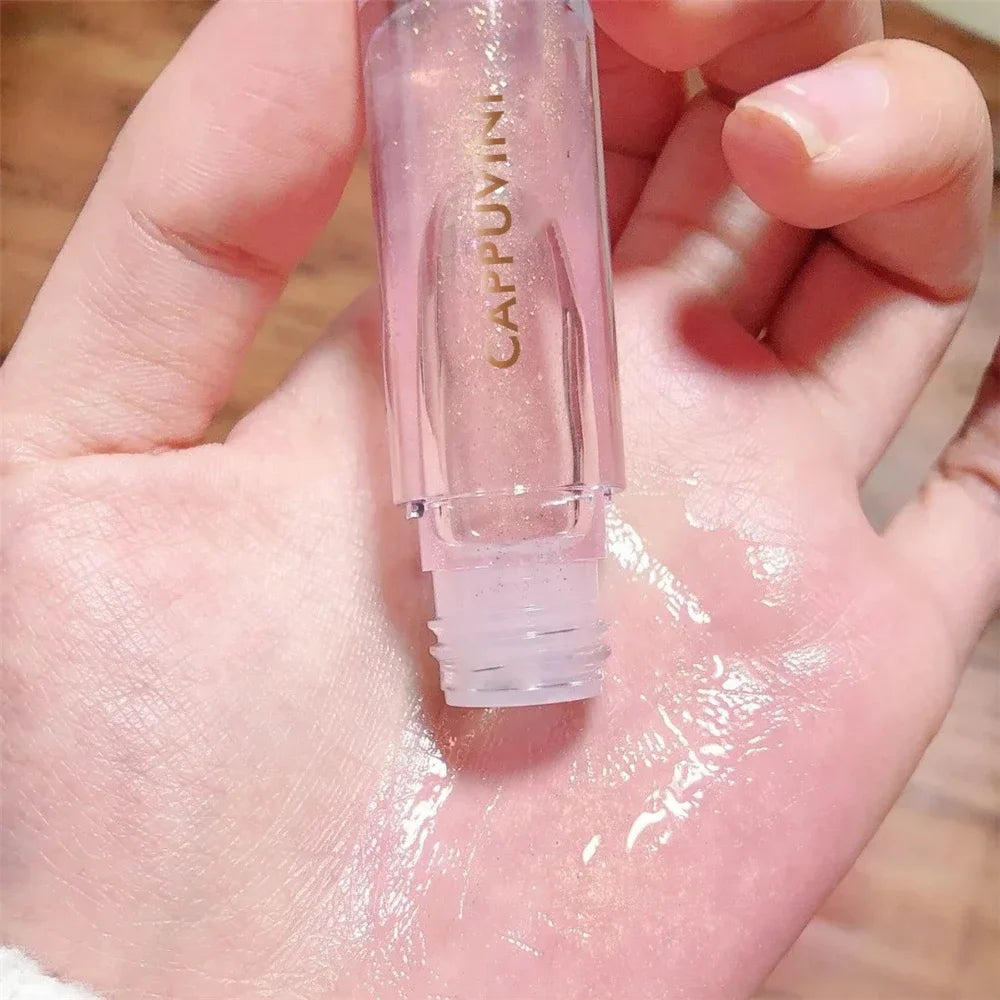 Transparent Crystal Jelly Lipgloss Shiny Clear Mirror Moisturizing Lip Balm Glitter Liquid Lipstick Lip Oil Fruit Taste Lip Tint HIP