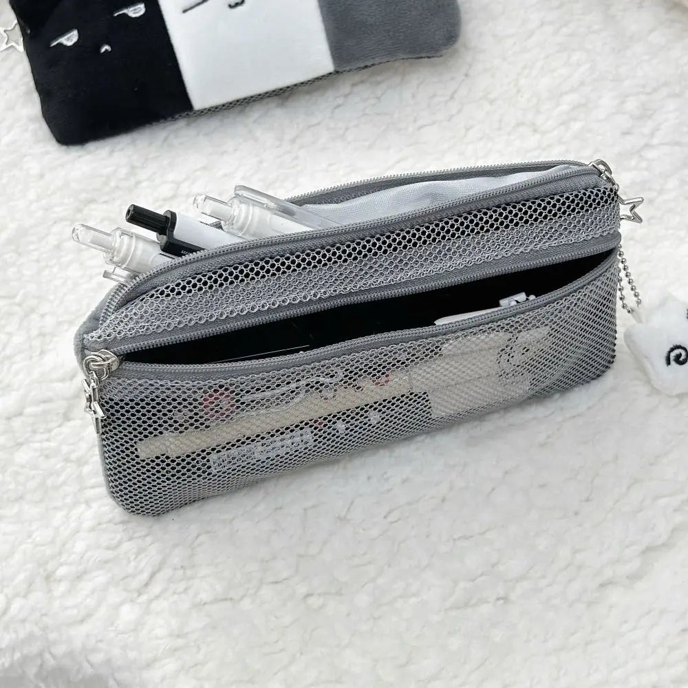 Black White Grey Kitten Pencil Case – Large Capacity Pouch Pencil Case HIP