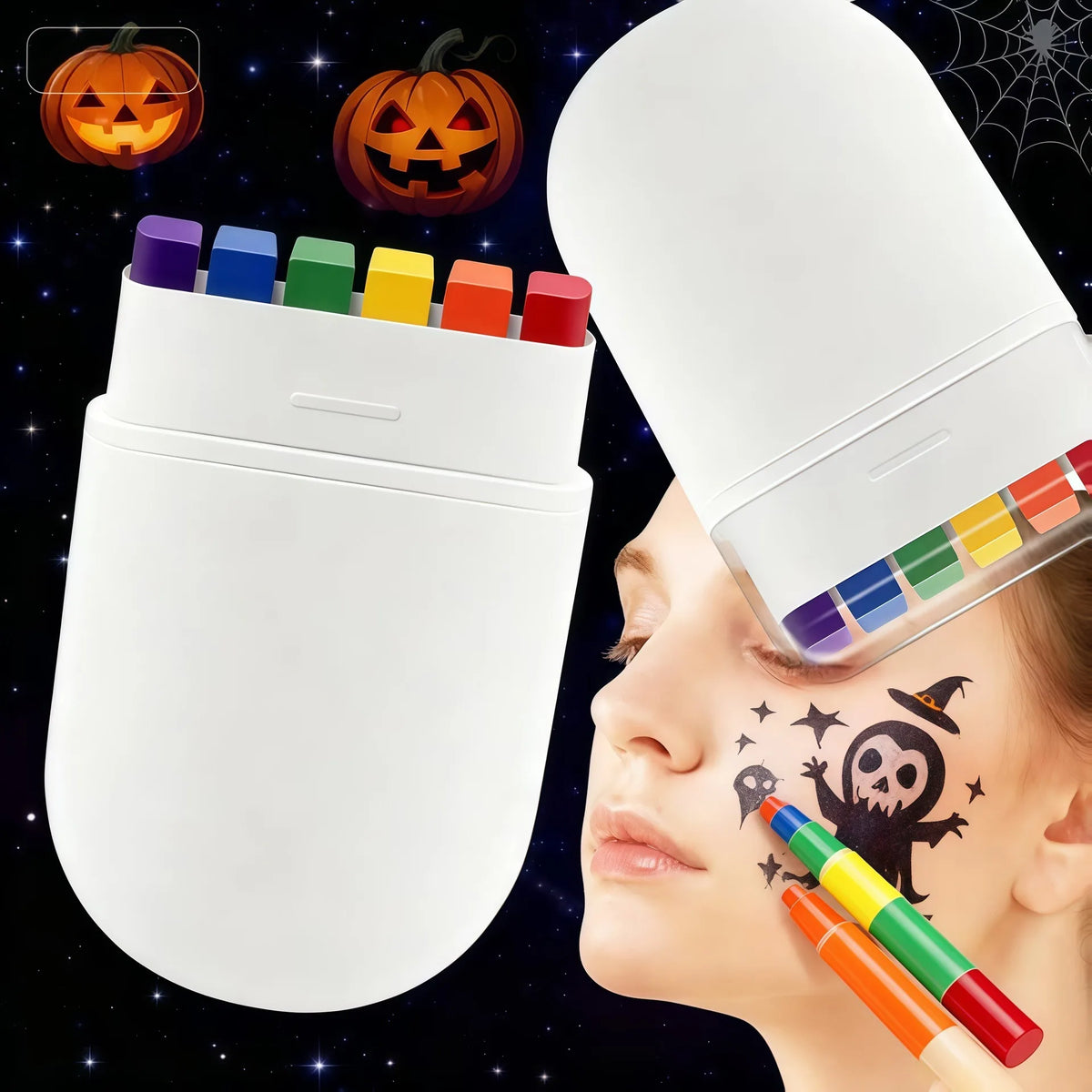 Three-Color Camouflage Face Painting Kit - Tactical Outdoor Cs Field Equipment Realistic Camouflage Makeup Oil Disguise Blending HIP 6 Color White