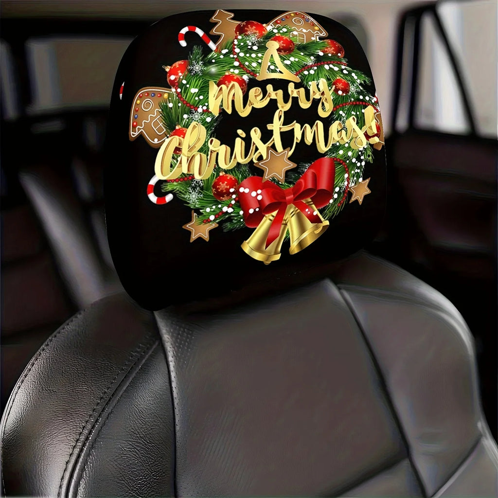 2-Pack Christmas Wreath Car Headrest Covers – Universal Fit Car Headrest Cover HIP