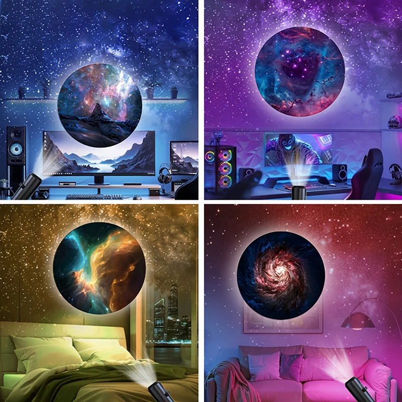 LED Galaxy Projection Light 1 Light+10 Pictures Change, LED Galaxy Projector, Starry Sky Lighting Night Light HIP