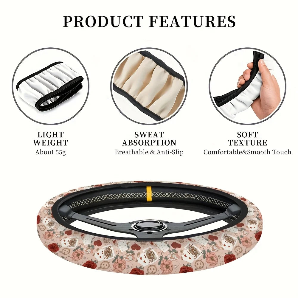 Steering Wheel Cover – Rose, Heart & Gold Marble | HIP Steering Wheel Cover HIP