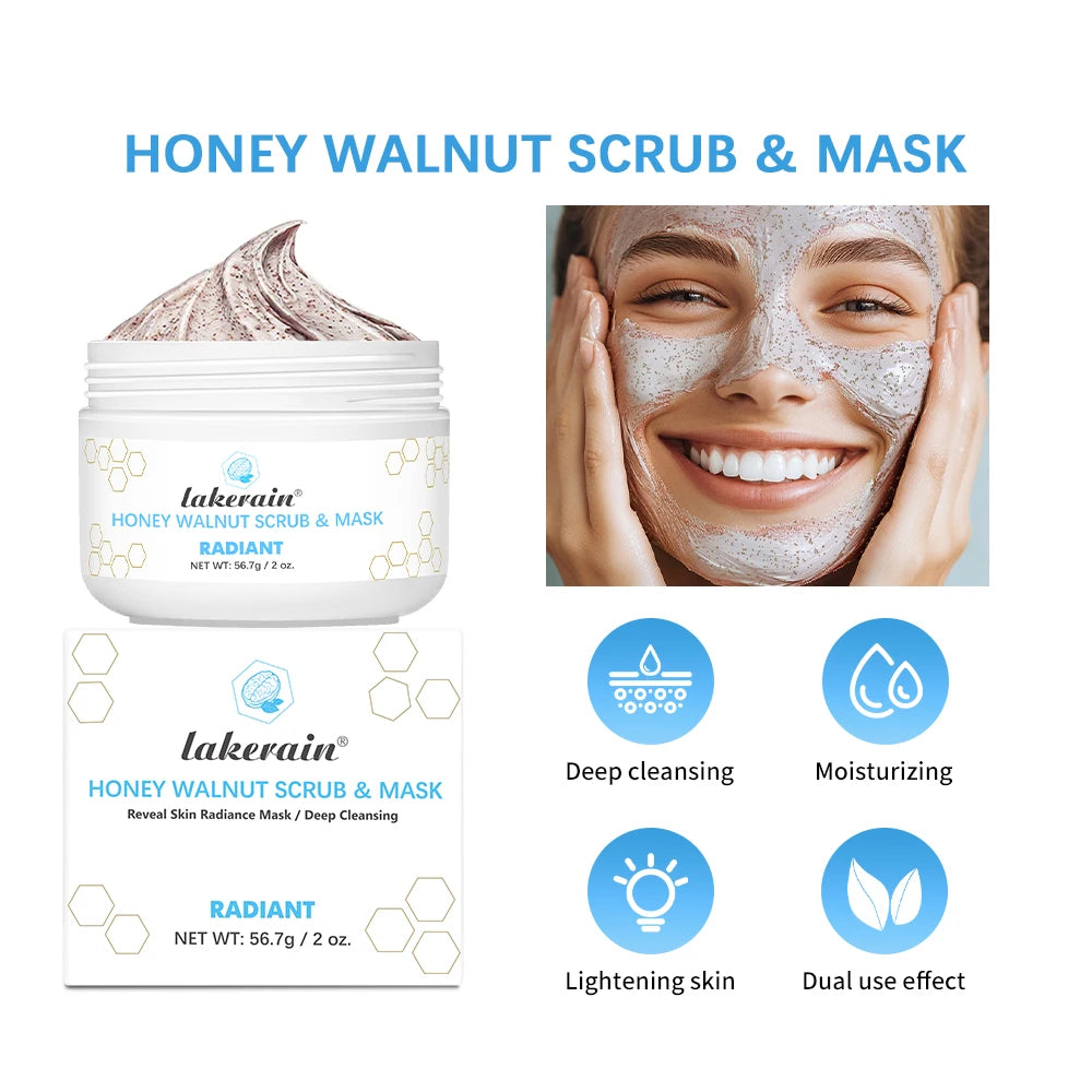 Facial Scrub & Face Exfoliator Mask Skin CareMoisturizing brightening Nourishing Cleansing Honey Walnut Facial Exfoliants Mask HIP