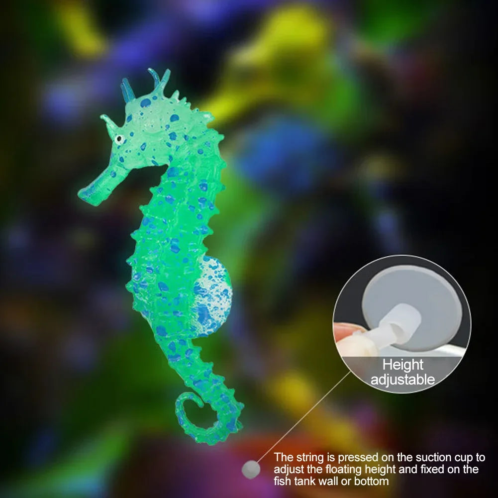 Artificial Glowing Fish Aquarium Decor Fake Hippocampus Float Ornament Simulation Silicone Sea Horse Fish Tank Landscape Decor HIP