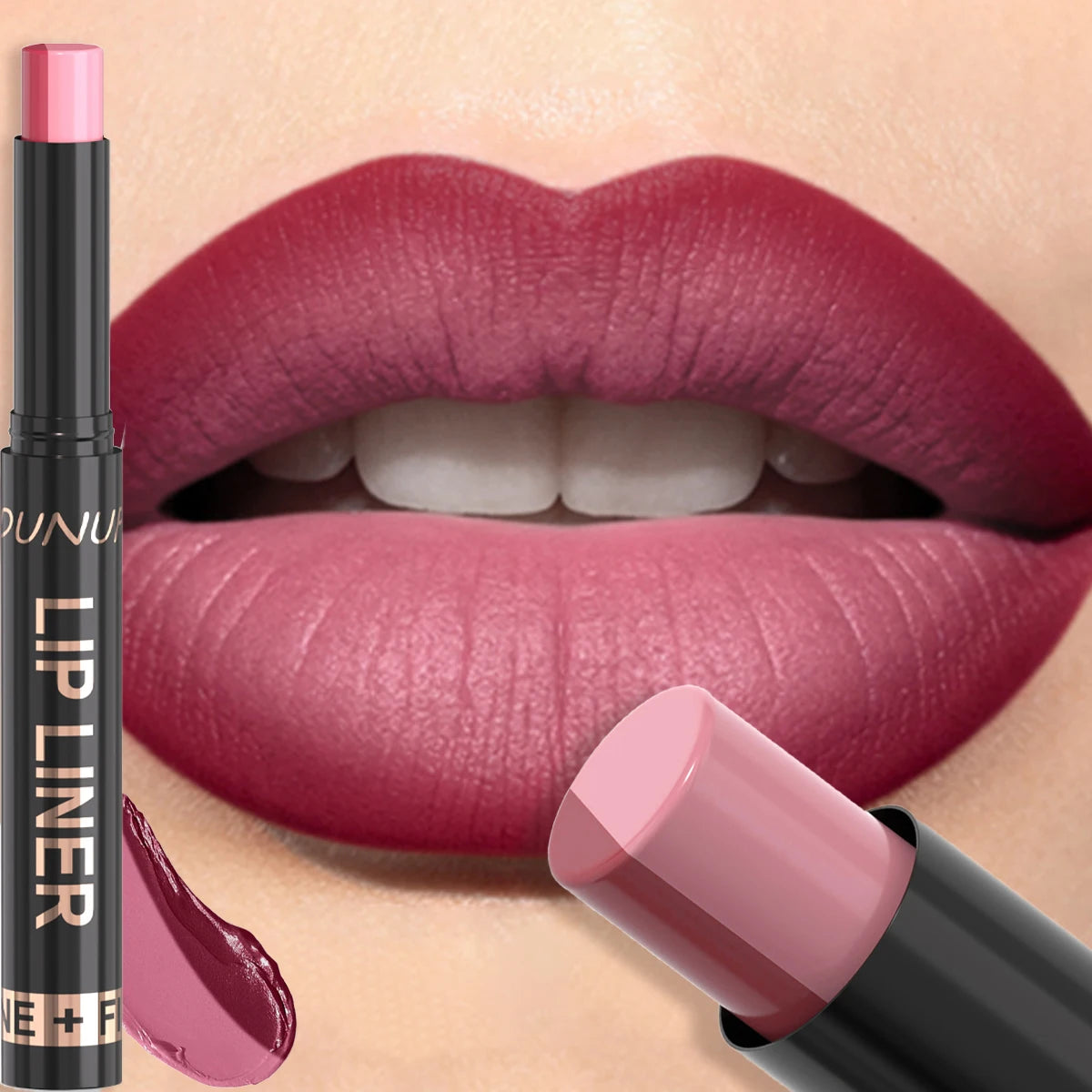 Two-Tone Gradient Lip Liner Lipstick Pen Matte Velvet Nude Pink Lip Makeup Long Lasting High Pigment Smooth Lip Contour Cosmetic HIP 08