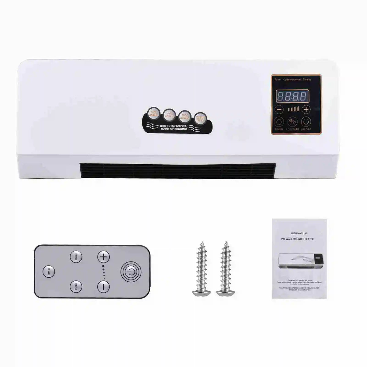 Electric Heater and Fan Heater Fan Combo 2 in 1 Heating Nature Wind Timing Digital Display Wall Mounted Space Heater for Home HIP UK Plug