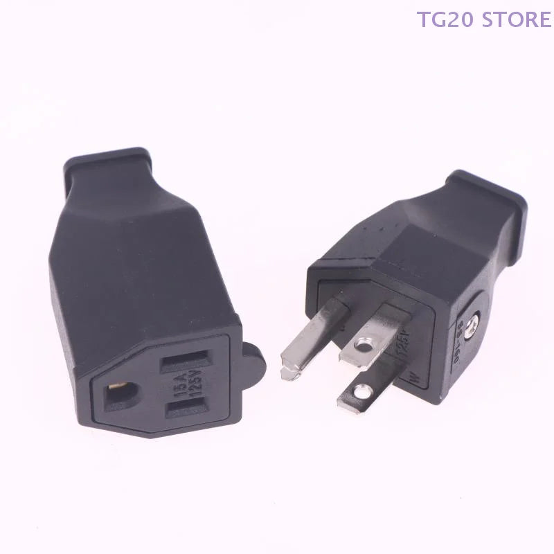 125V 15A US AC Plug & Socket Connector – Black, 1–2 Pcs Electrical Plug & Socket HIP