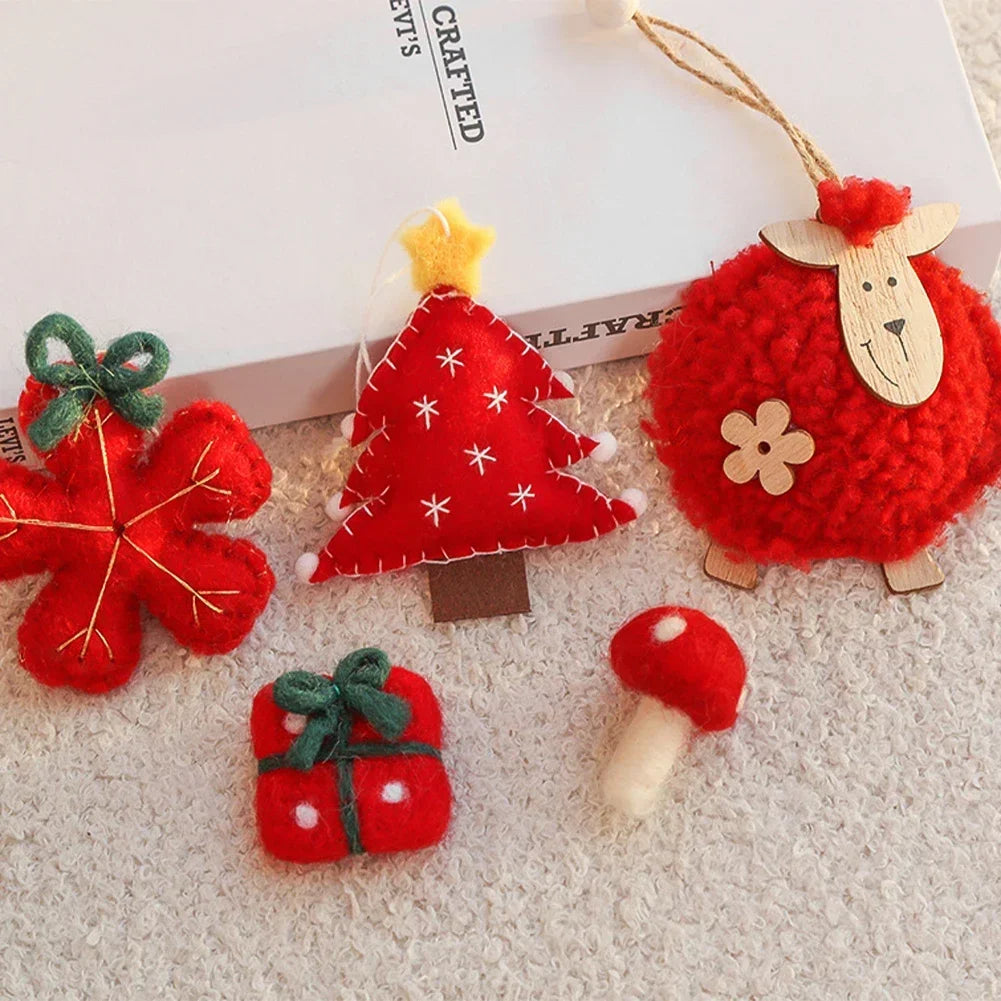 Cute Multiple Styles Wool Felt Christmas Pendants Handmade DIY Felt Snowmen Christmas Trees Party Decor and Christmas Gifts HIP