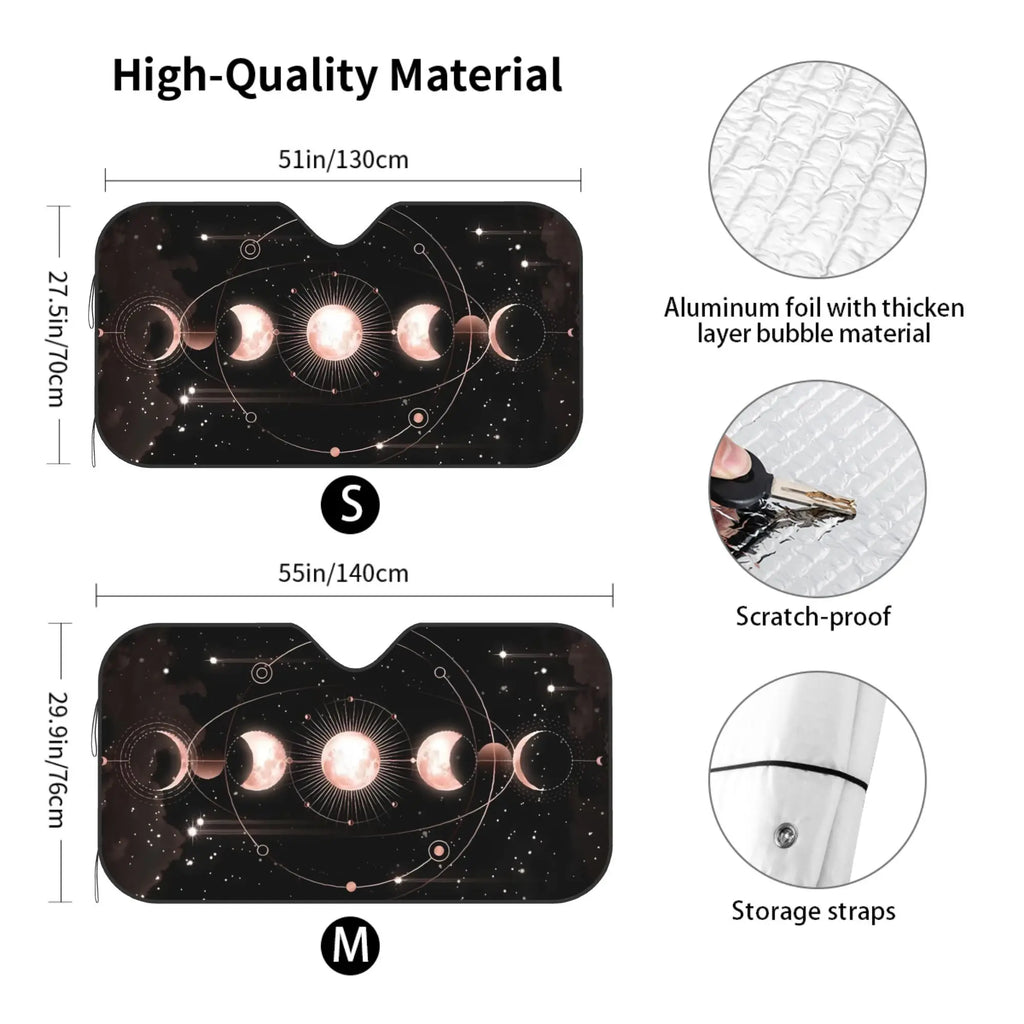 Moon Phase Starry Sky Car Sunshade – UV & Scratch Resistant Car Windshield Sunshade HIP