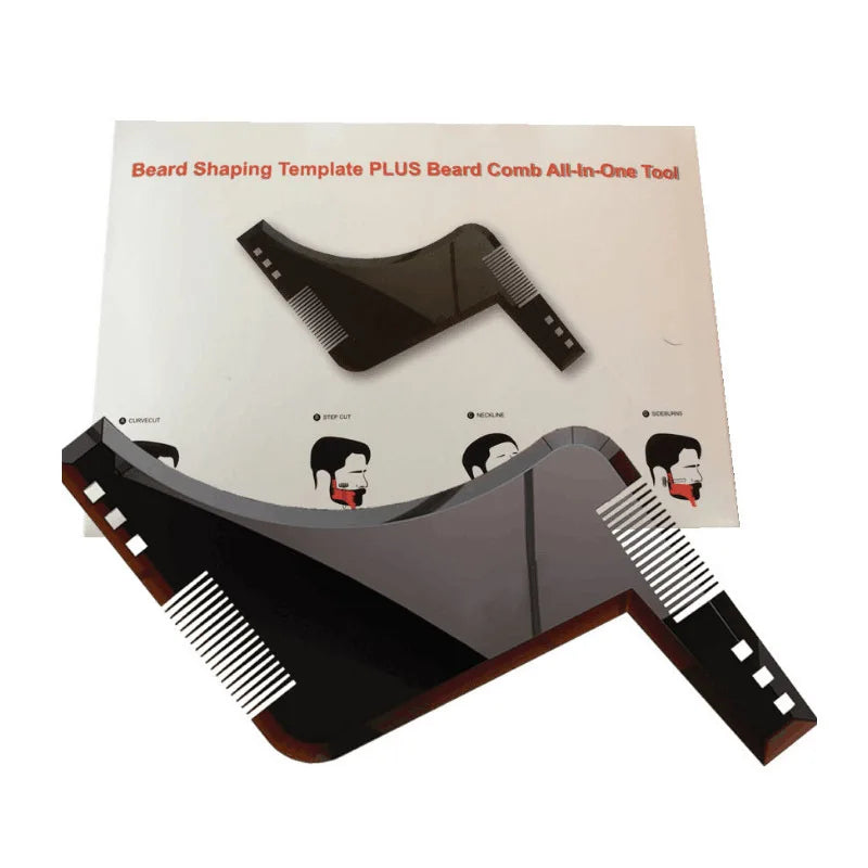 1PC Men Beard Styling Template Stencil Beard Comb for Men Lightweight and Flexible Fits All-In-One Tool Beard Shaping Tool HIP brown