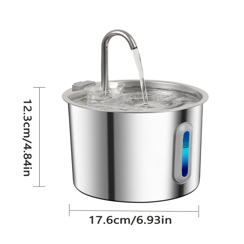 Cat Automatic Water Fountain, 2.2L Stainless Steel Pet Water Fountains with 3/9 Filters, Ultra-Silent Design for Dogs & Cats HIP
