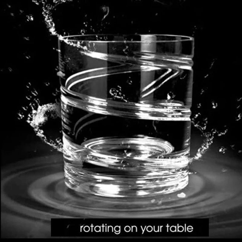 280ml Rotating Whiskey Glass – Old Fashioned Bourbon Cocktail Whiskey Glass HIP