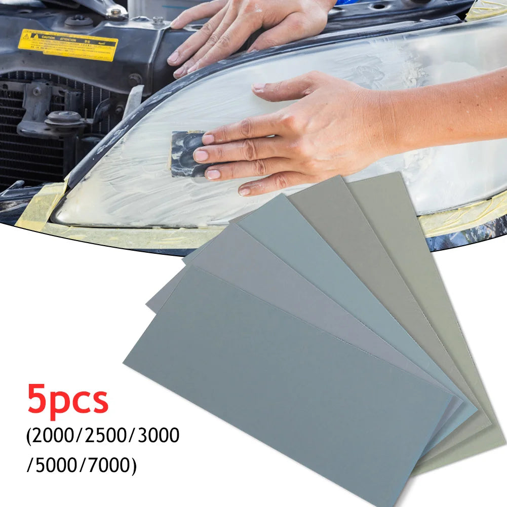 5pcs Water Sandpaper Papers Soft Paper Base 2000 2500 3000 5000 7000 Car Paint Mixed Assorted Grit Wet and Dry Sandpaper HIP Default Title