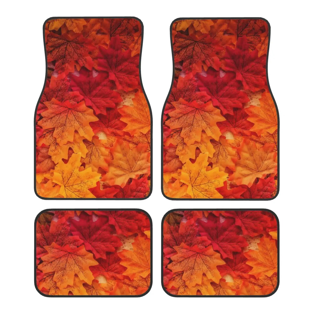 Autumn Leaf Print Car Floor Mats – 4-Piece Universal Set Car Floor Mats HIP black