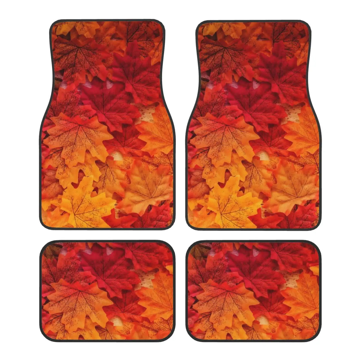 Autumn Leaf Print Car Floor Mats – 4-Piece Universal Set Car Floor Mats HIP black