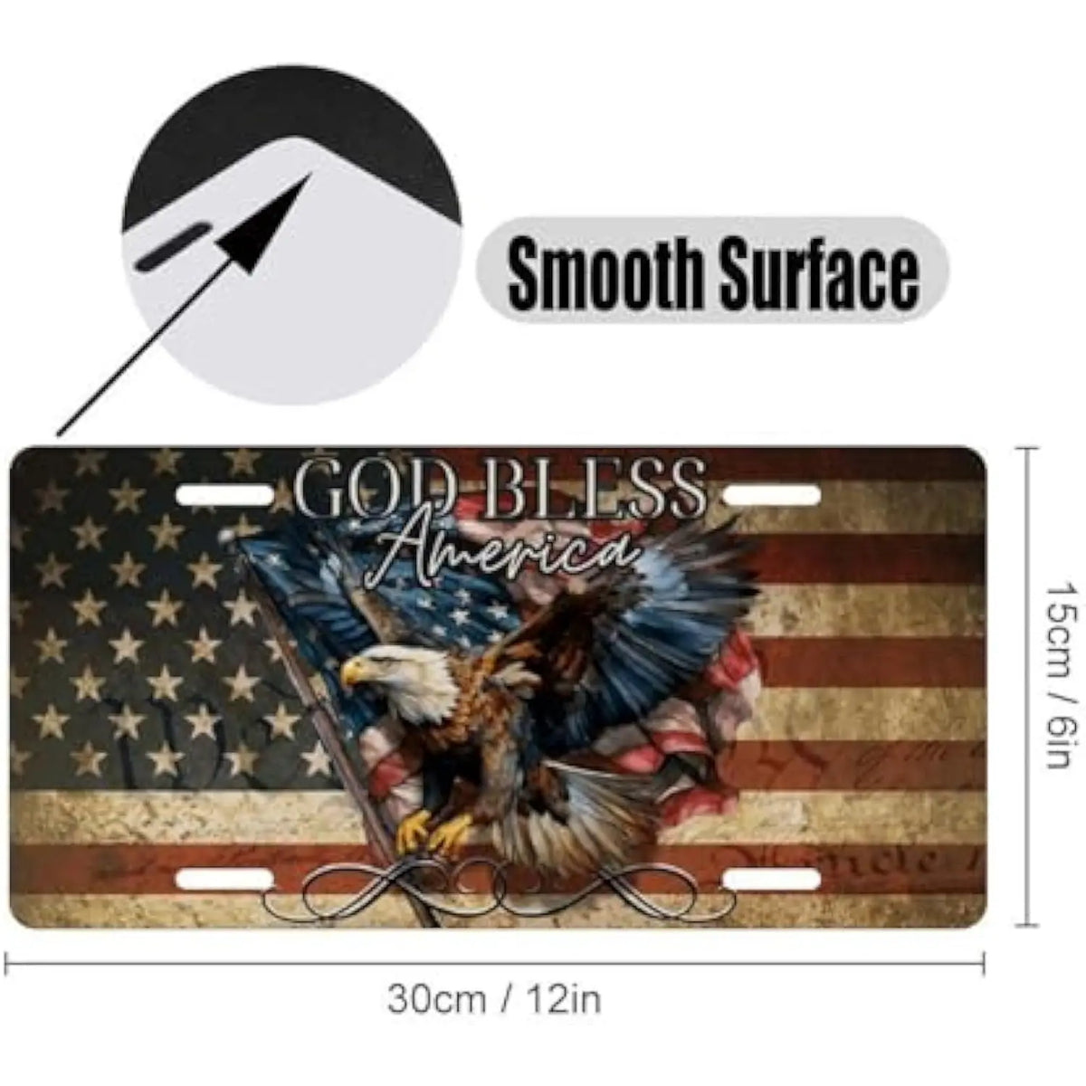 Patriotic Bald Eagle Aluminum License Plate – God Bless America Decorative License Plate HIP
