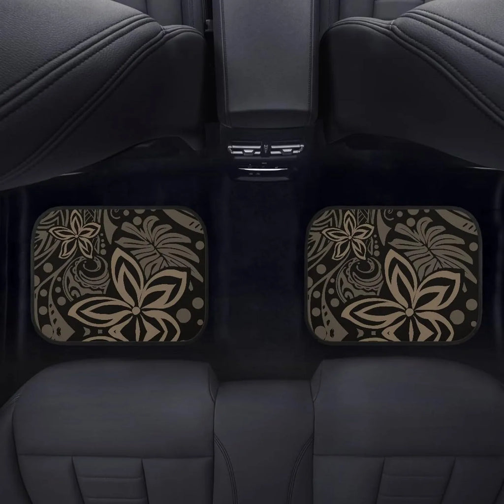 4-Piece Washable Car Floor Mats – Green Hibiscus Design Automotive Floor Mats HIP