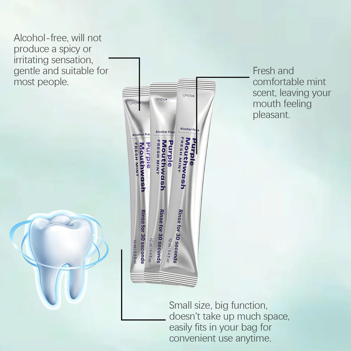 Fresh Mint Portable Mouthwash – 20 Travel Packets | HIP Travel Mouthwash HIP