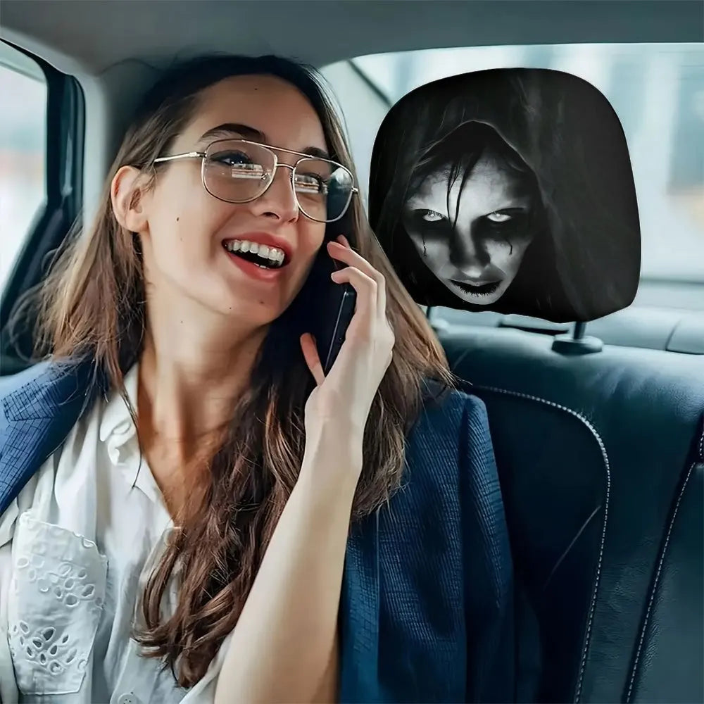Gothic Witch Car Headrest Covers – 2-Pack Polyester Seat Protectors Car Headrest Covers HIP