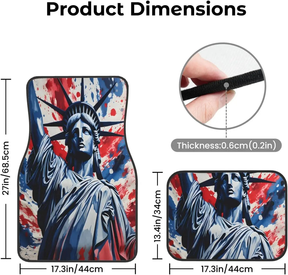 Statue of Liberty Car Floor Mats – 4-Piece Universal Set Automotive Floor Mats HIP