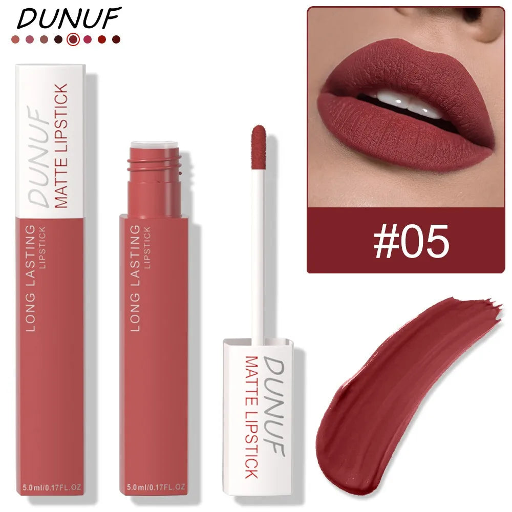 8 Colors Liquid Lipstick Nude Orange Brown Matte Velvet Lip Glaze Non-stick Cup Not Easy To Fade Clay Lip Gloss Lipstick Makeup HIP 05