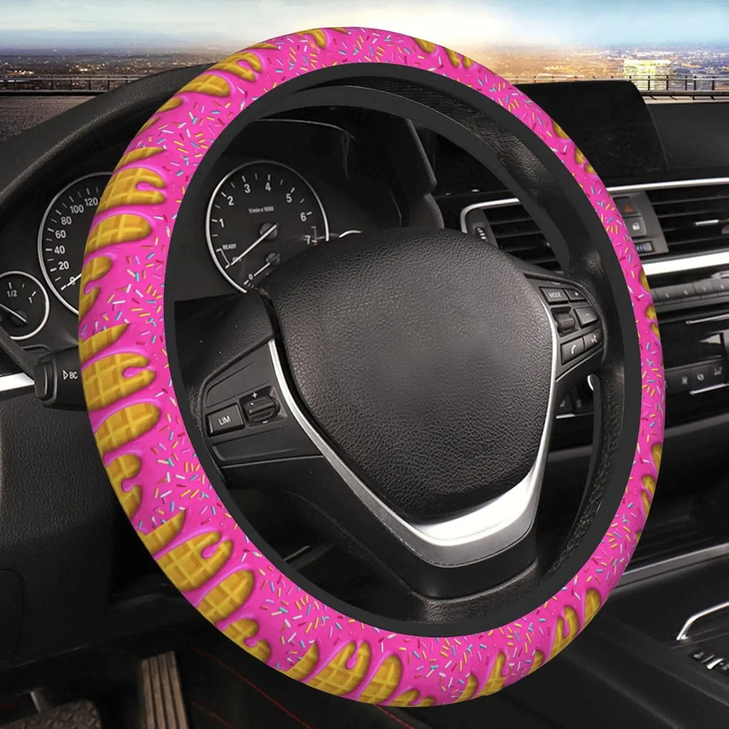 Fuchsia Icing Drip Steering Wheel Cover – 15" Universal Fit Steering Wheel Cover HIP