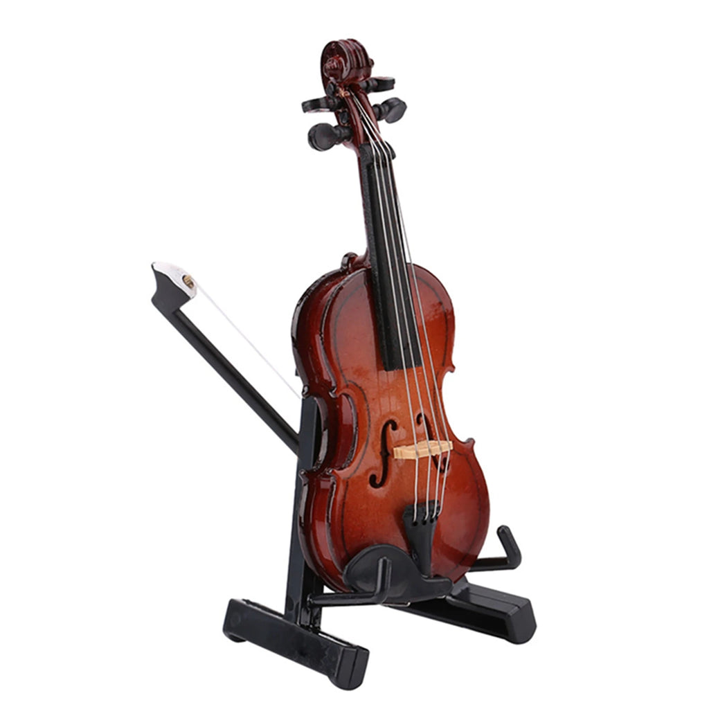 Miniature Violin Replica Miniature Violin Model with Stand Case Dollhouse Accessories Mini Musical Instrument Decor Gift HIP