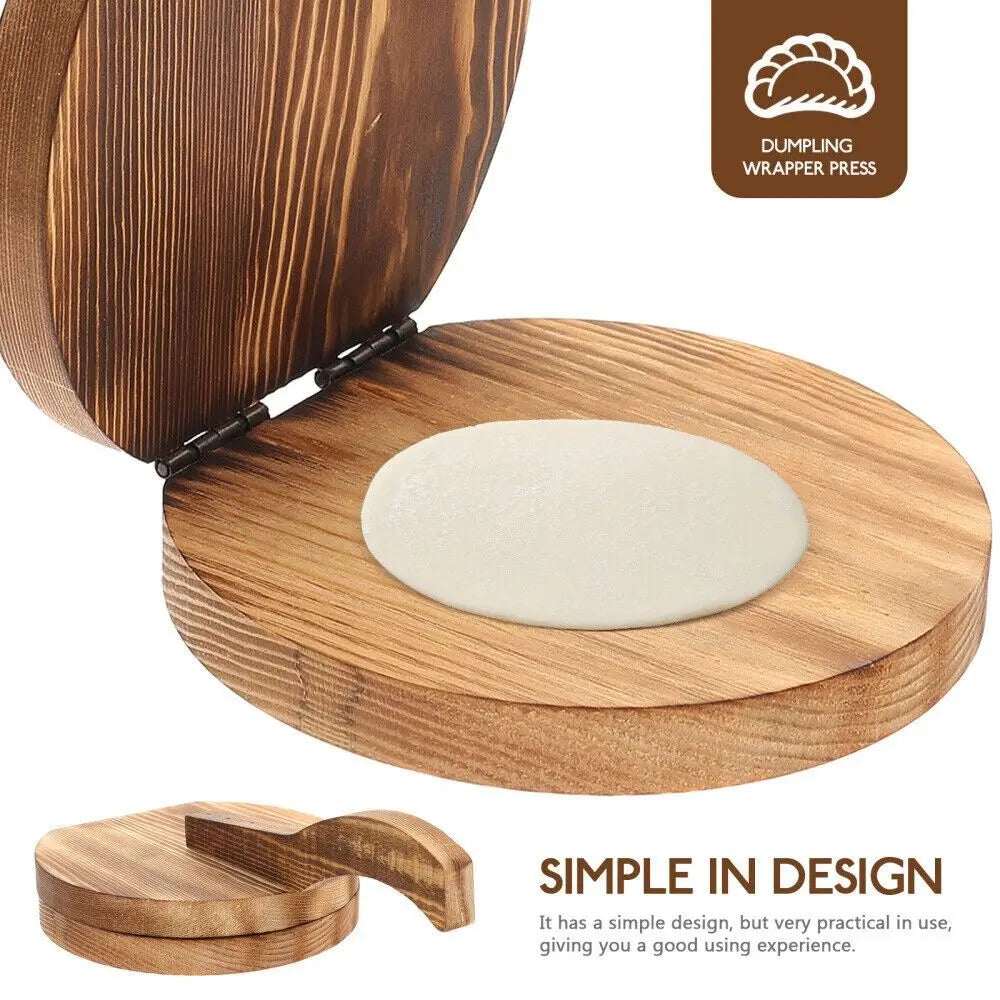 Wooden Dumpling Wrapper Presser – Round Dough Pressing Tool Dumpling Dough Presser HIP