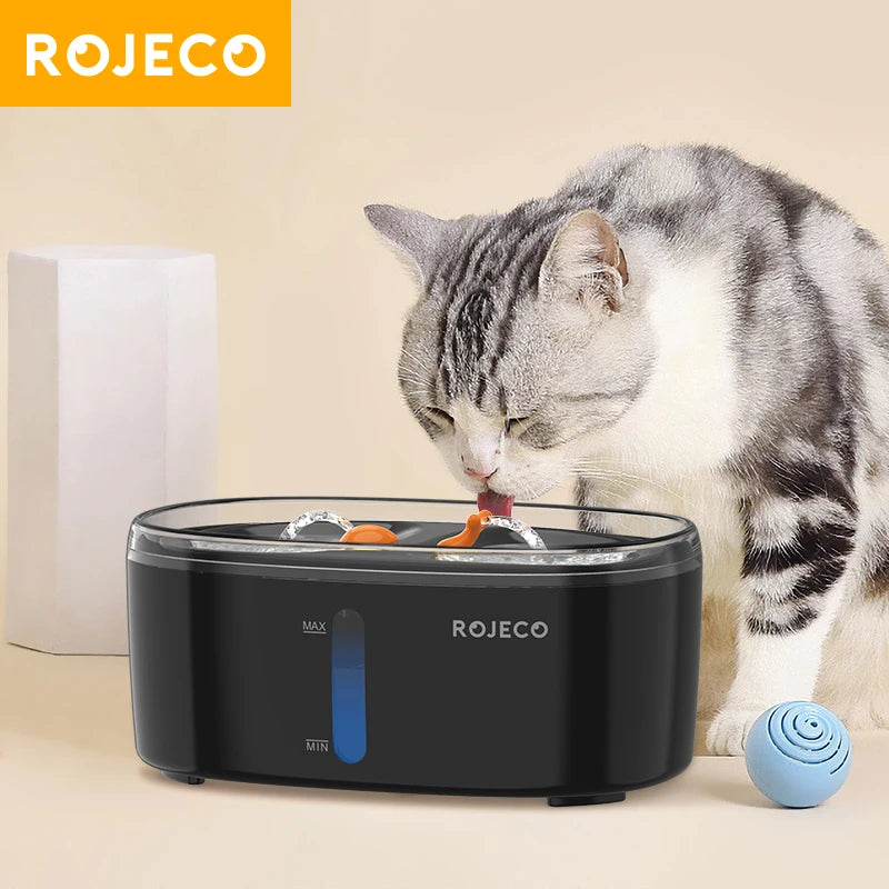ROJECO Automatic Cat Water Fountain 2.5L Water Dispenser For Multiple Pets Smart Fountain Drinker For Pet Cat Kitten Dual Bowls HIP