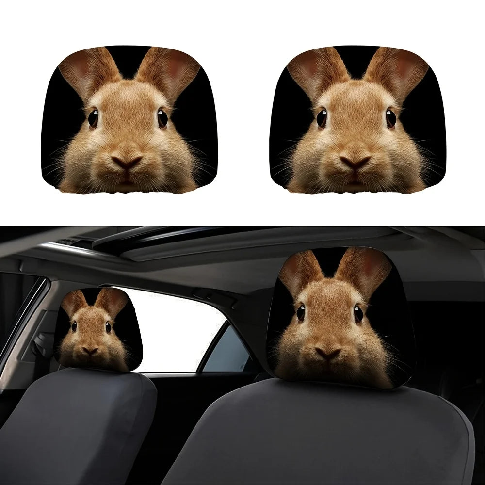 Bunny Print Car Headrest Covers Set of 2 – Polyester Car Headrest Covers HIP 1
