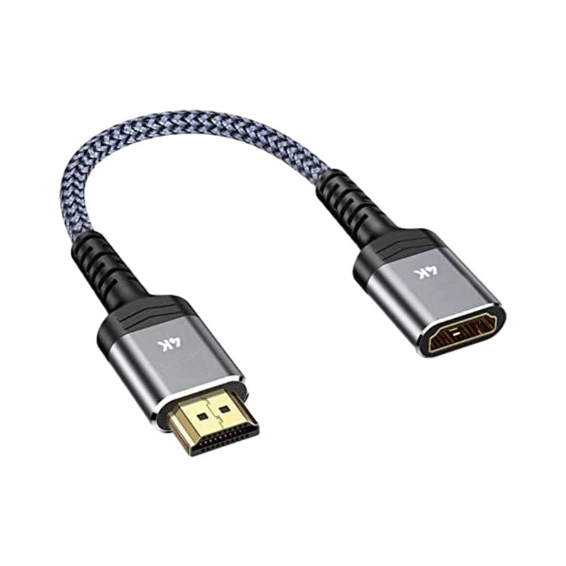 HDMI Male to Female Adapter Cable 4K Gold Plated Braided HDMI Adapter Cable HIP