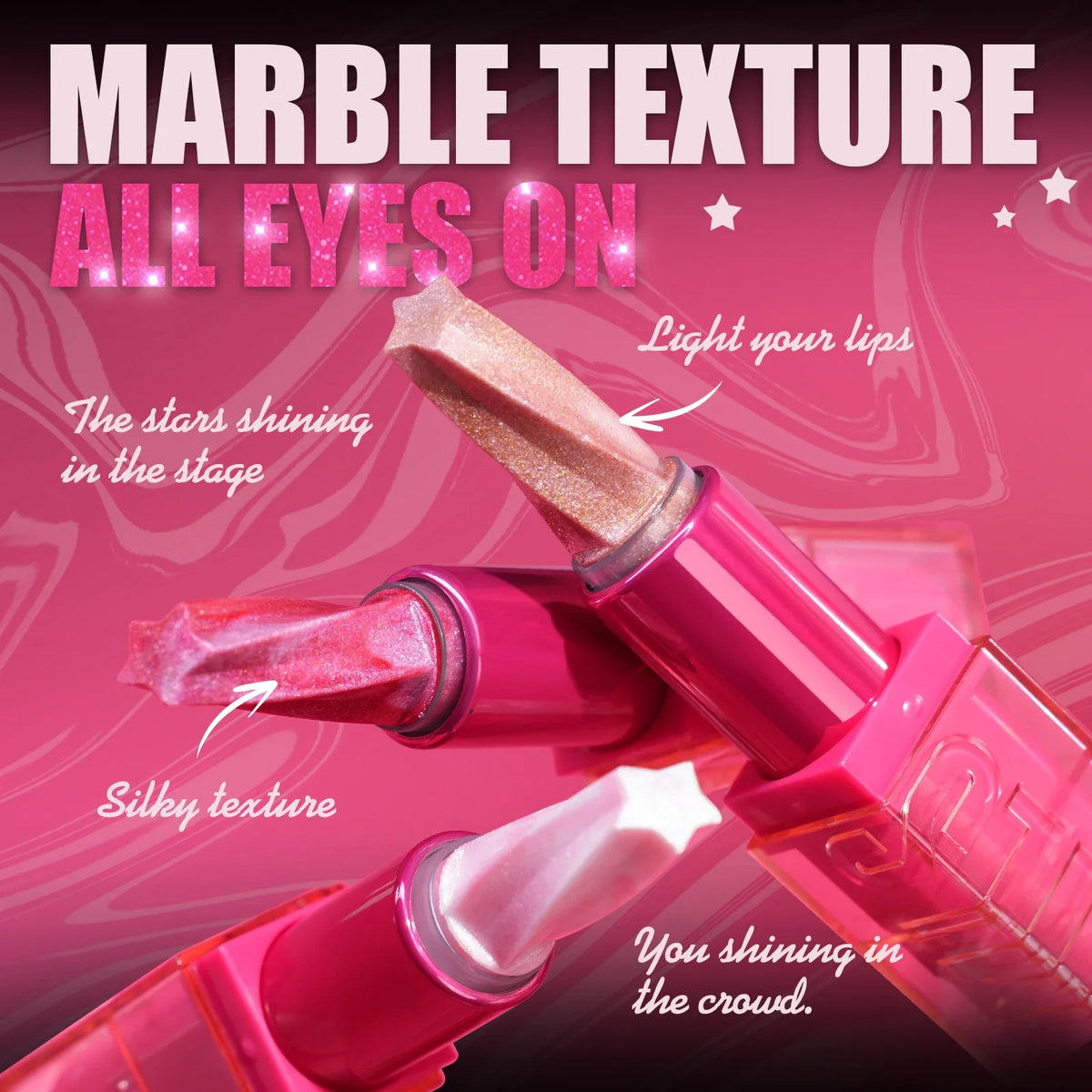 MLSMILE Glitter Marble Pearlescent Lipstick – Matte & Moisturizing Glitter Marble Lipstick HIP