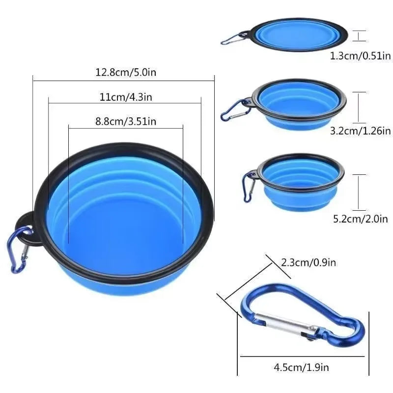 Collapsible Silicone Dog Bowl with Carabiner – Travel Pet Bowl Collapsible Pet Bowl HIP