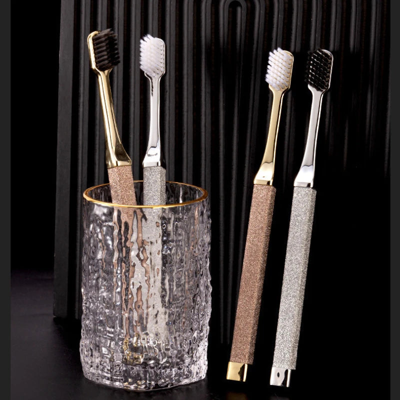 Luxury Soft Toothbrush Men Women Adult Tooth Brush Gold Silver Dental Brushes Elegance Gentle Toothbrushes Drop Shipping HIP