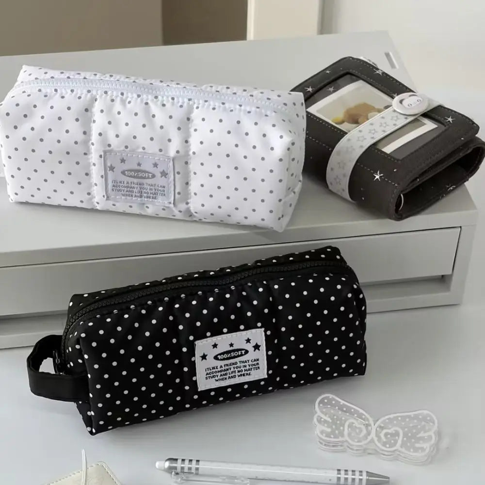 Polka Dot Pencil Case – Large Capacity Zipper Pouch for Students Pencil Case HIP