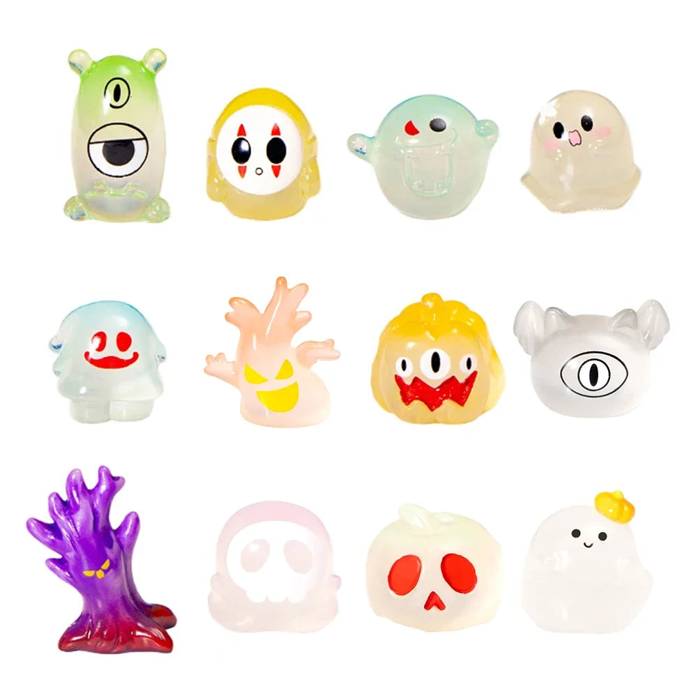 Halloween Decoration Ghost Statues Glow in Dark Micro Landscape Cartoon Ghost Pumpkin Luminous Halloween Festival Decoration HIP