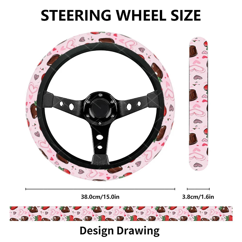 Strawberry & Chocolate Steering Wheel Cover – Cute Car Style Steering Wheel Cover HIP