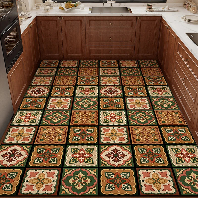 PVC Leather Kitchen Rug – Waterproof Non-Slip Floor Mat Kitchen Floor Mat HIP GU6455-P 1pc 180x280cm