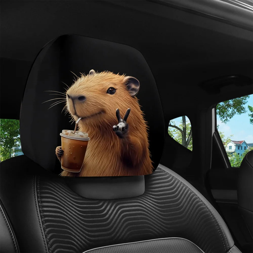 2-Pack Funny Capybara Car Headrest Covers – Universal Fit Car Headrest Covers HIP