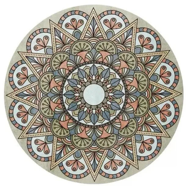 Retro Bohemian Round Carpet – Polyester Floor Mat | 3 Sizes Round Area Rug HIP 3 80X80CM