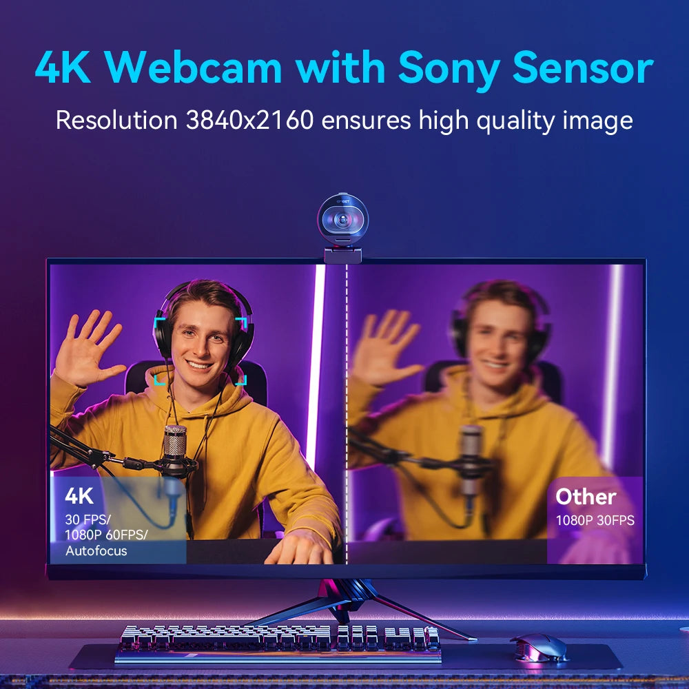EMEET S600 4K Webcam – 60FPS Autofocus, Dual Mics, USB 4K Streaming Webcam HIP