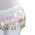 Sequin Tassel Belly Dance Hip Scarf Wrap Belt Skirt Belly Dance Costume HIP White