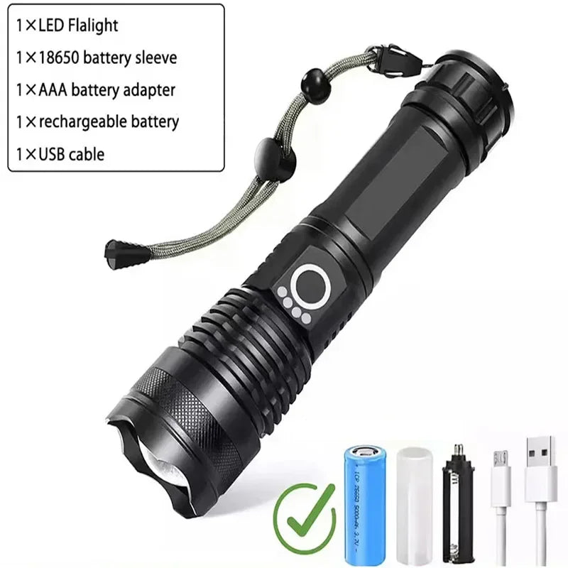 ESMARTER XHP100 LED Flashlight – Zoomable USB Rechargeable Torch LED Flashlight HIP X71 Flashlight black ZOOM|Lithium ion