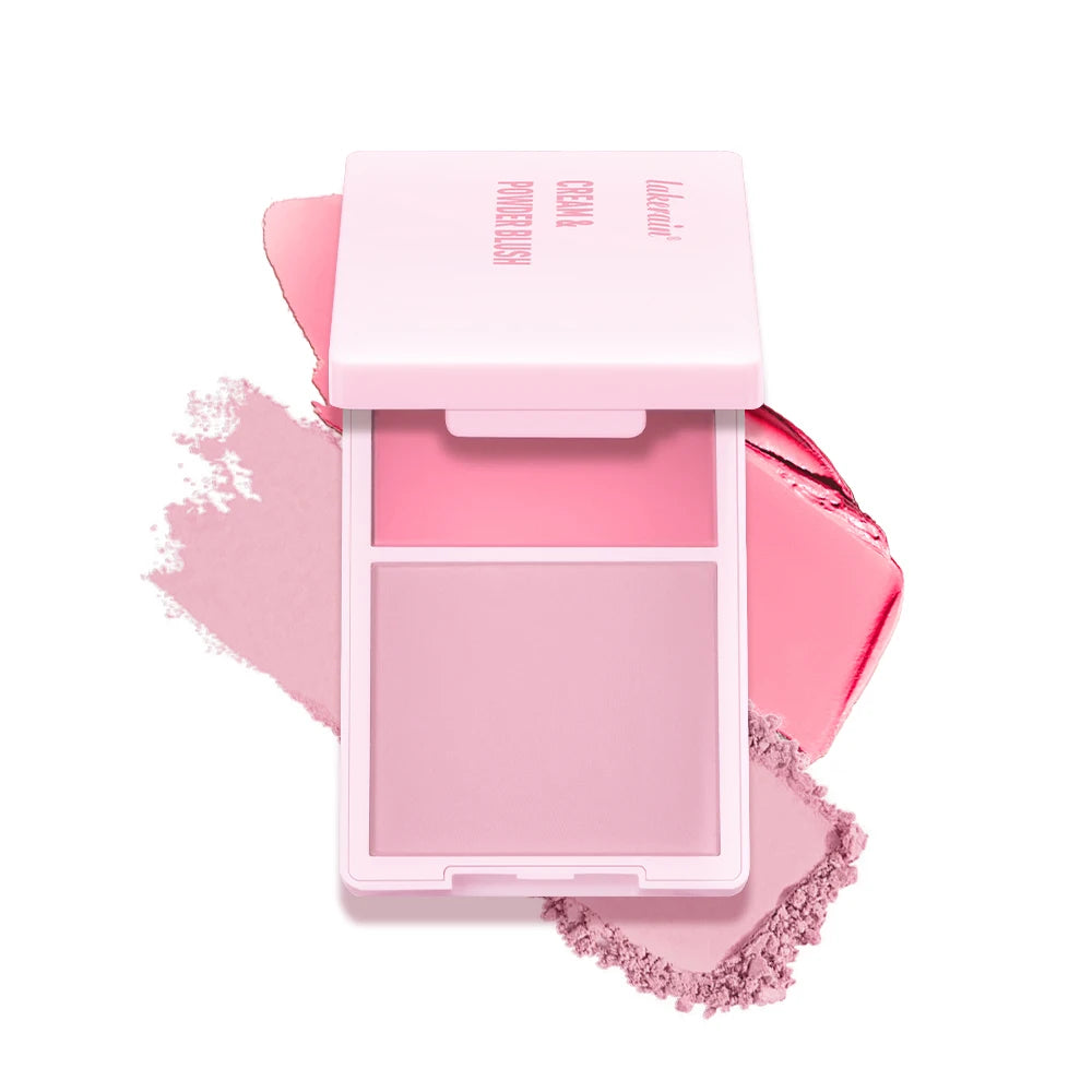 Creme & Powder Blush Duo Long Wearing Matte & Dewy Finish High Pigment Pink Candy Peach Blush Palette Vibrant Orange Red Blush HIP 2