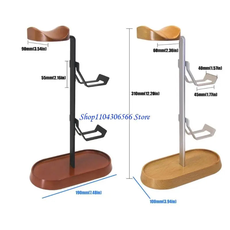 Gaming Headphone & Controller Display Stand – Metal & Wood Gaming Desk Organizer HIP