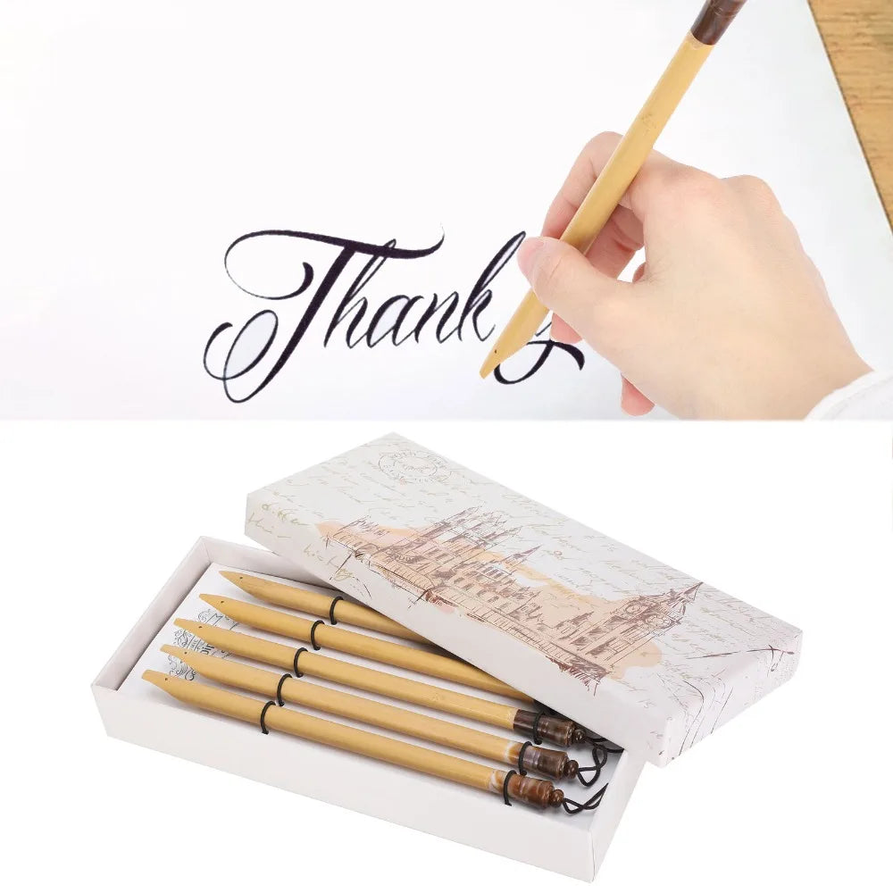 5-Piece Bamboo Dip Pen Set – Calligraphy & Drawing Nibs Calligraphy Dip Pen Set HIP