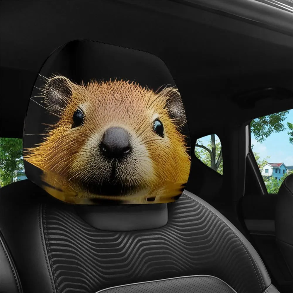 2-Pack Beaver Print Car Headrest Covers – Fun & Easy Clean Car Headrest Cover HIP