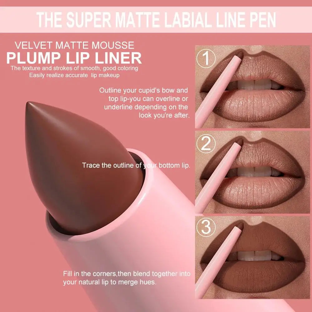 DUNUF 12-Shade Matte Lip Liner Set – Waterproof & Long Lasting Matte Lip Liner Set HIP