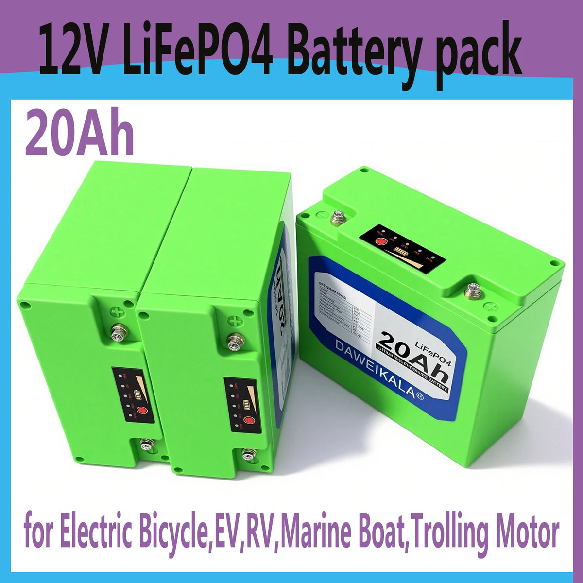 DAWEIKALA 12V 20Ah LiFePO4 Battery 256Wh – 4000 Cycles LiFePO4 Battery HIP