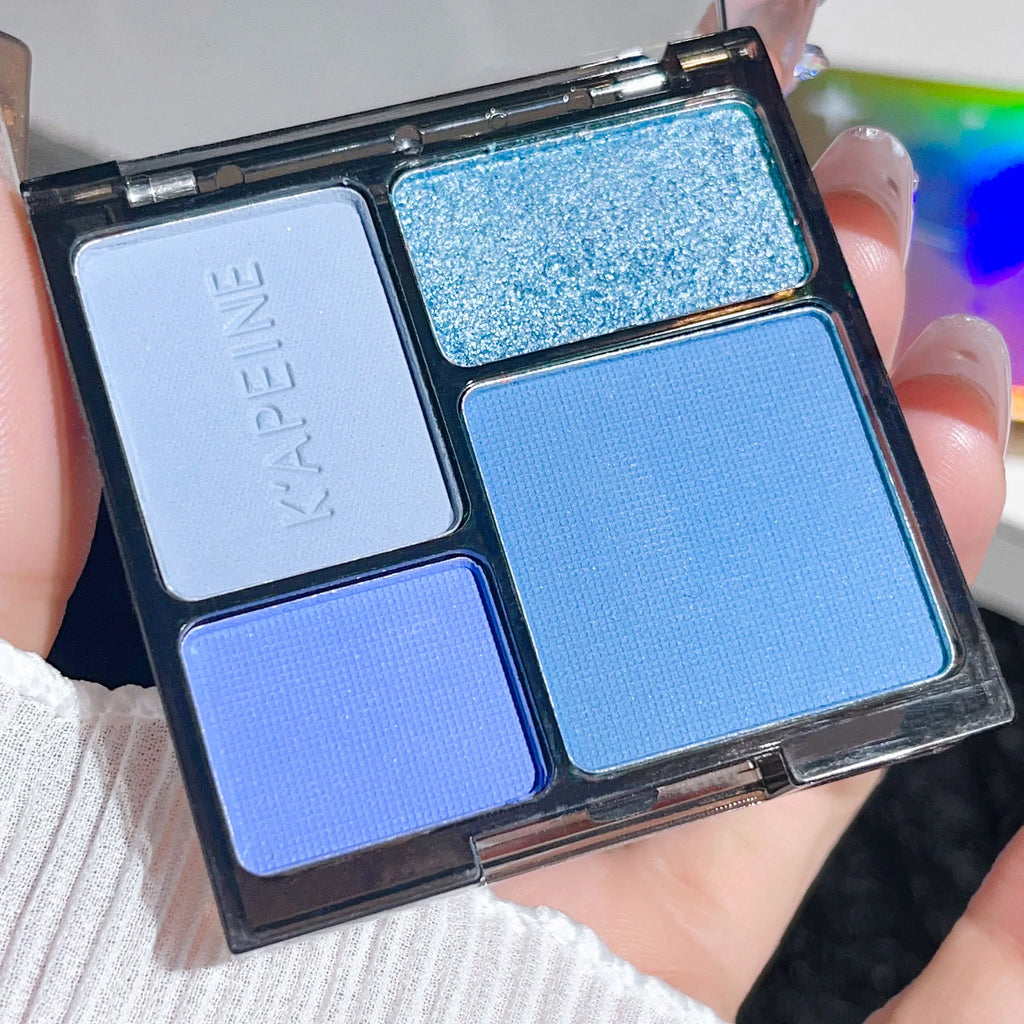 4-Color Glitter & Matte Eyeshadow Palette – Blue & Neutral Eyeshadow Palette HIP 05